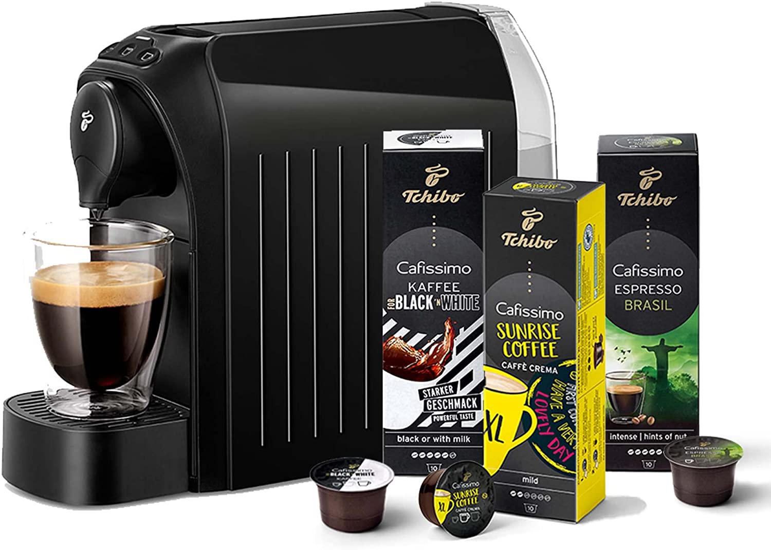 Tchibo Cafissimo Easy Coffee Machine with 30 Capsules for Caffè Crema, Espresso and Coffee, Petrol