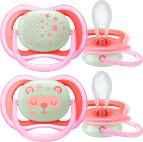 Philips Avent Pacifier ultra air night silicone, pink, 6-18 months, 2 pcs