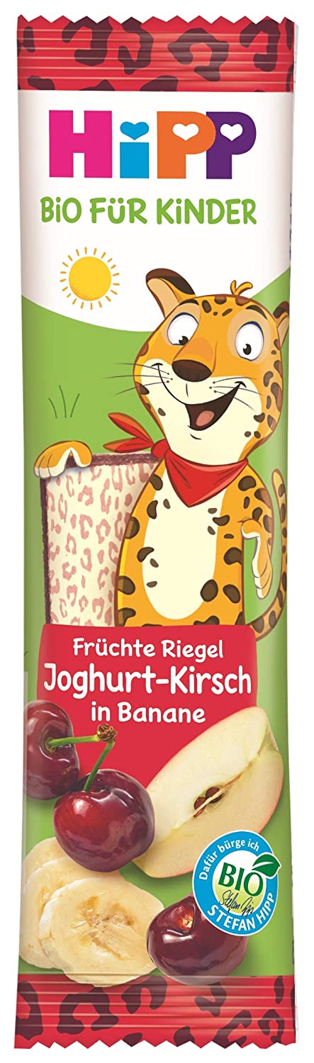 HiPP Bio-Riegel Früchte-Freund Leopard, Joghurt-Kirsch in Banane, 22 x 23g