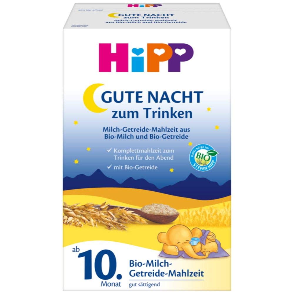 Hipp Bio Milchnahrung Gute-Nacht! Milch-Getreide-Mahlzeit, 4er Pack (4 x 500 g)