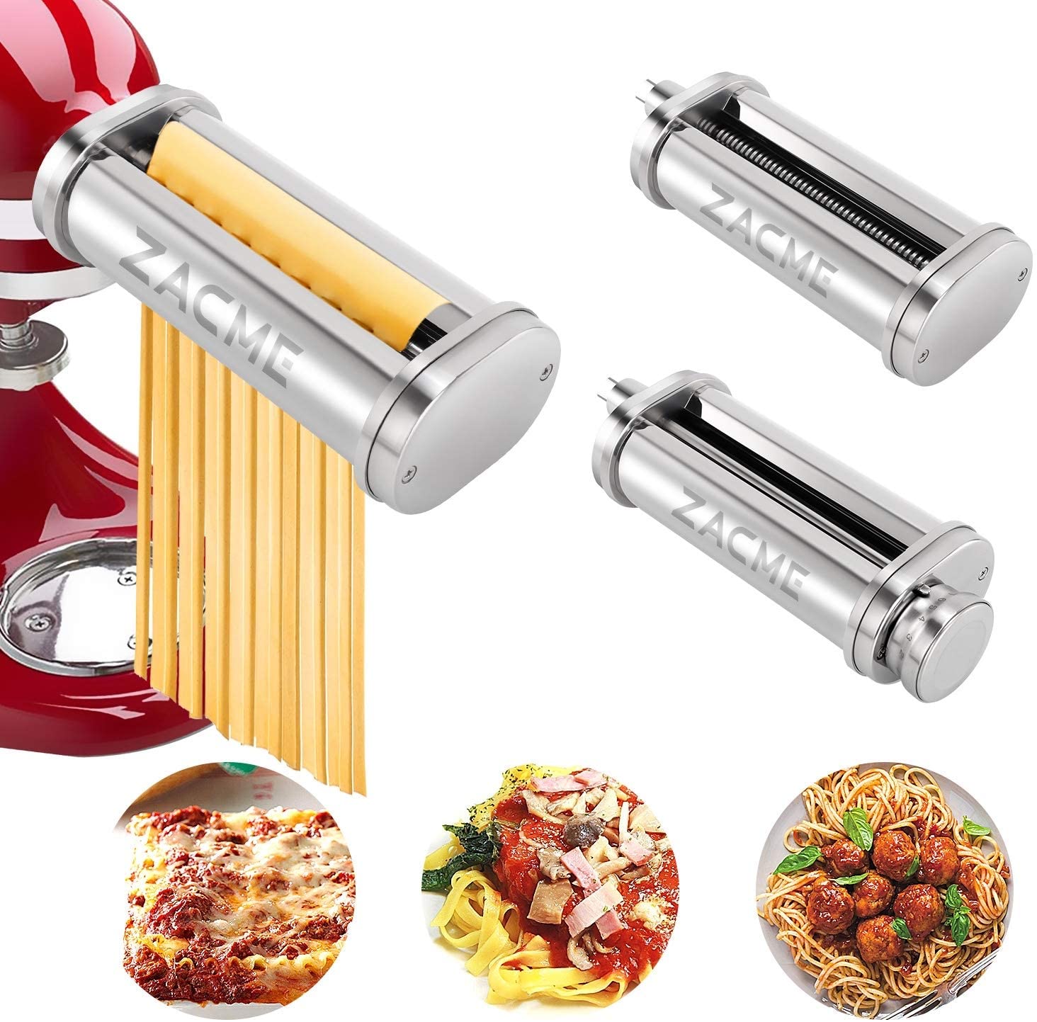 DUYUJIE r Attachment, Zacme 3-in-1 Pasta Roller & Cutter Attachments Set for Kitche