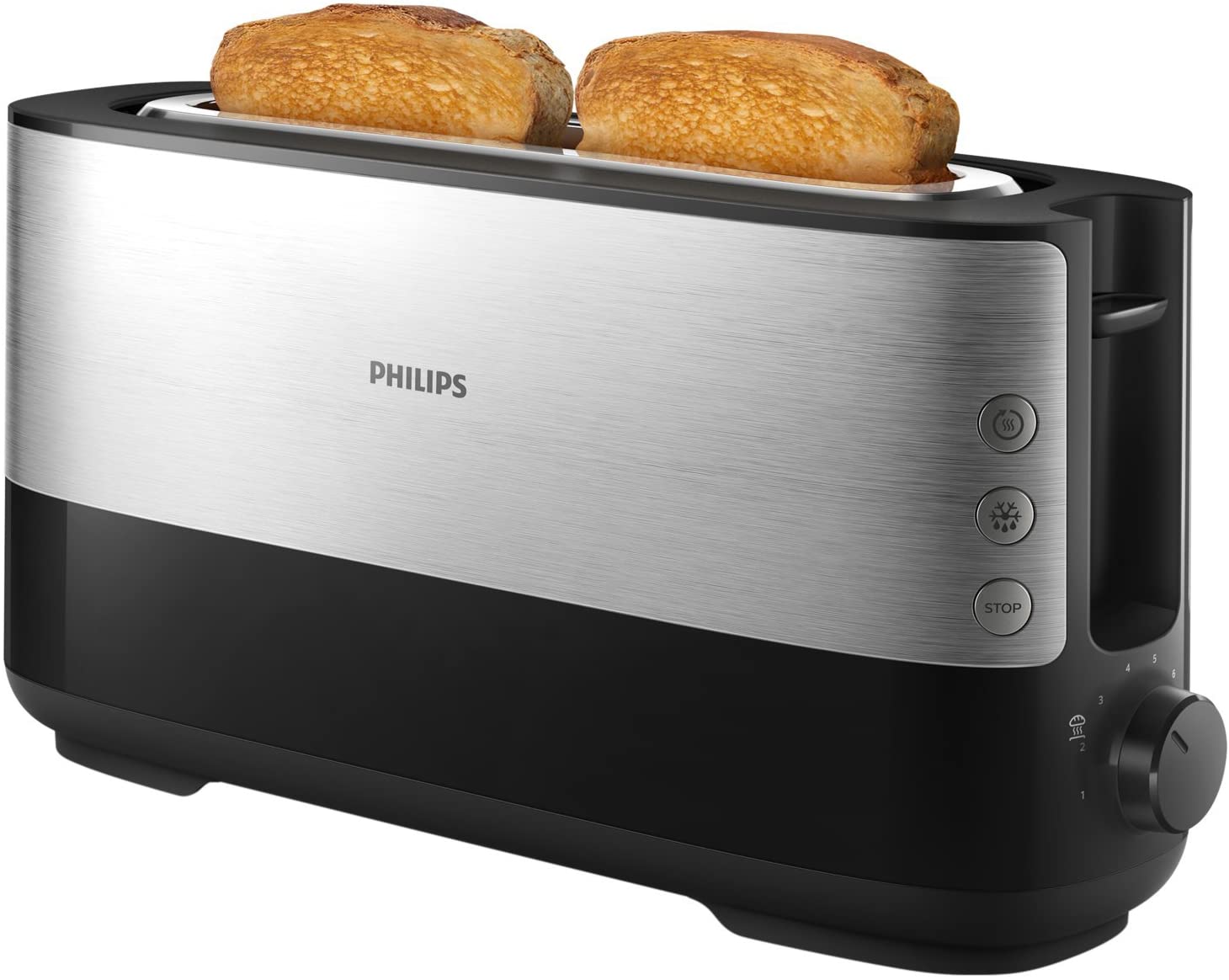 Philips Domestic Appliances Philips Long Slot Toaster, Stainless Steel, Black