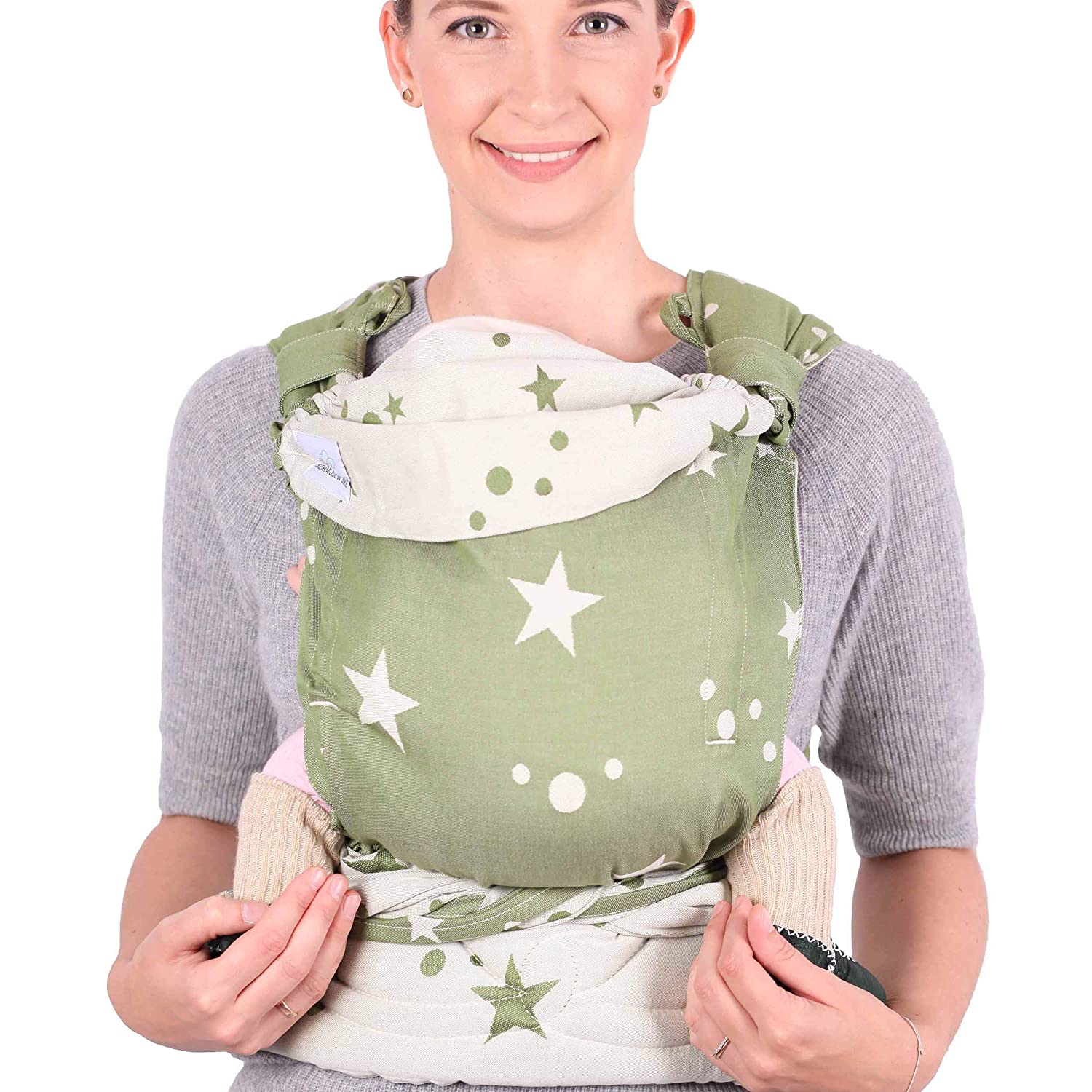 Schmusewolke MeiTai - Growing Baby Carrier for Newborns from Birth and Toddlers (0-24 Months, 3-16 kg) - Organic Cotton with Modal and Silk - Graphic Copper