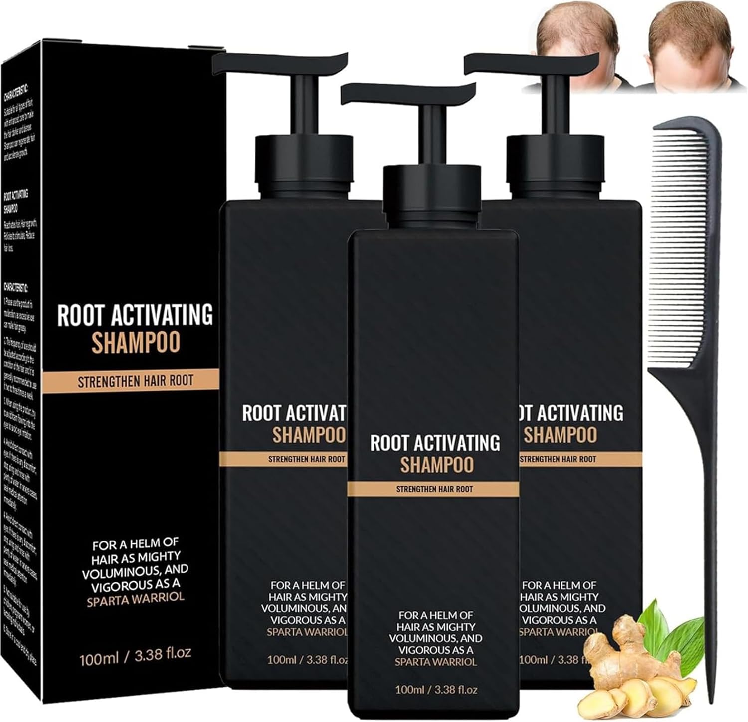 Spartan Root Activator Shampo, 2025 Spartan Hair Loss Shampoo, Spartan Shampoo Root Activator, Mane Root Activator Shampoo for Men, Promotes Hair Growth (3 Pieces)