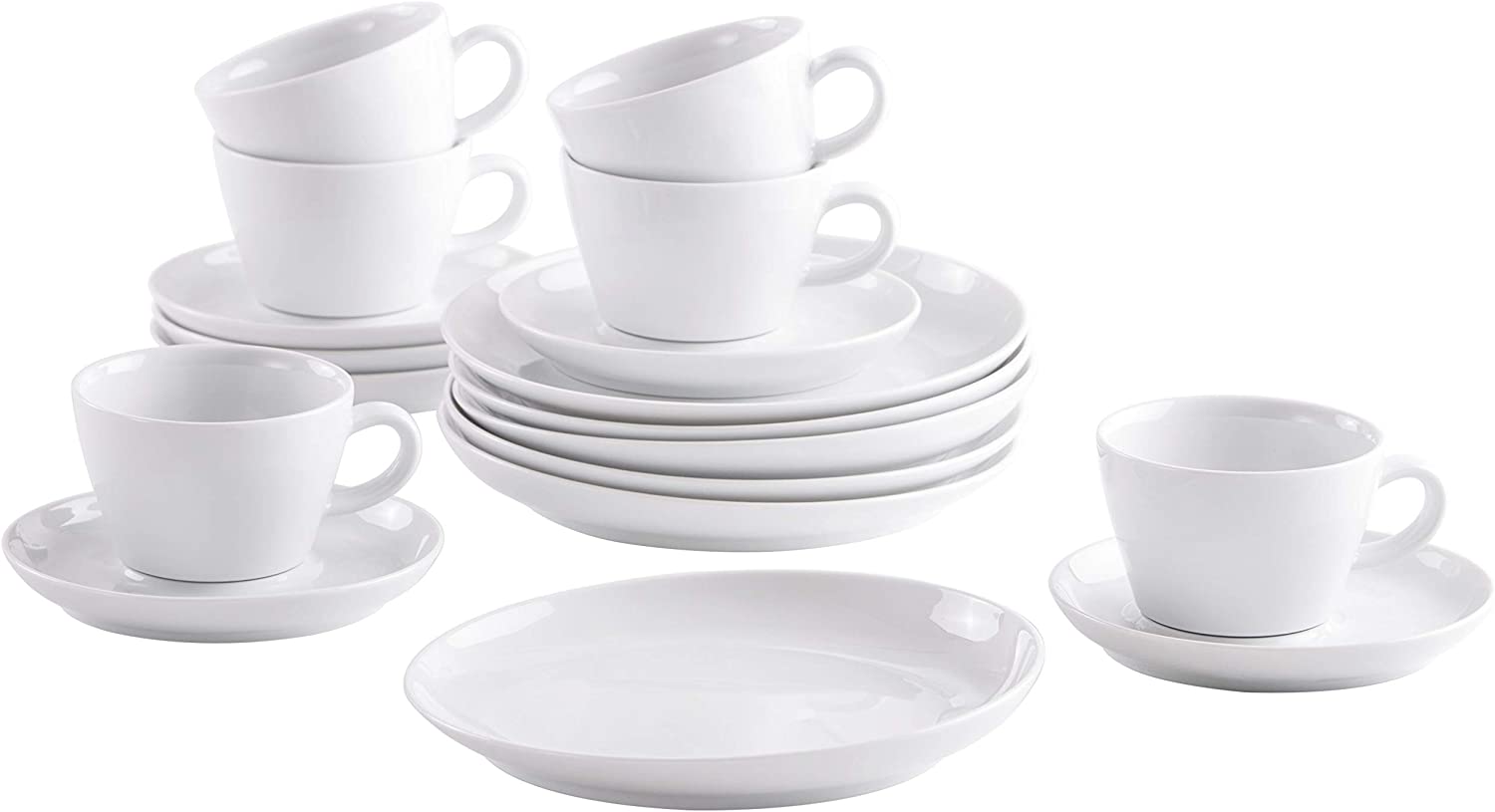 Kahla 390453M90039C Five Senses White Modern Coffee Service for 6 People Coffee Set 18 Pieces Breakfast Set Cups Snack Plate Saucer