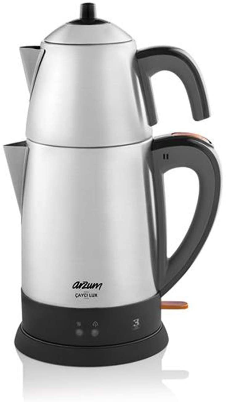 Arzum Cayci Lux Electric High Quality Stainless Steel Tea Machine Maker Kettle, Silver