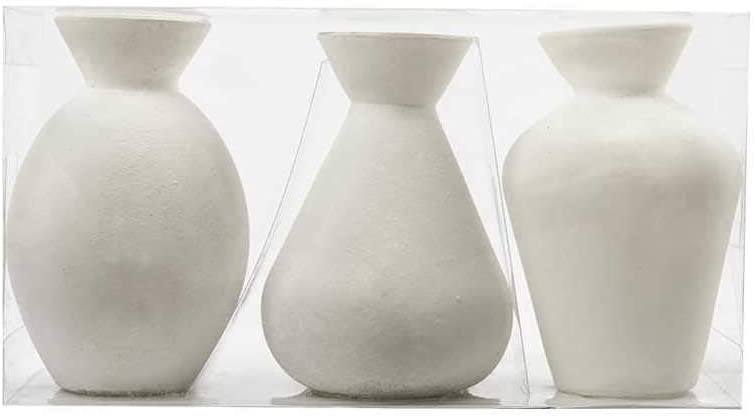 Sandra Rich Set of 3 Bottle Vases Decorative Glass Vintage Glass White Height 10.5 cm Diameter 7 cm