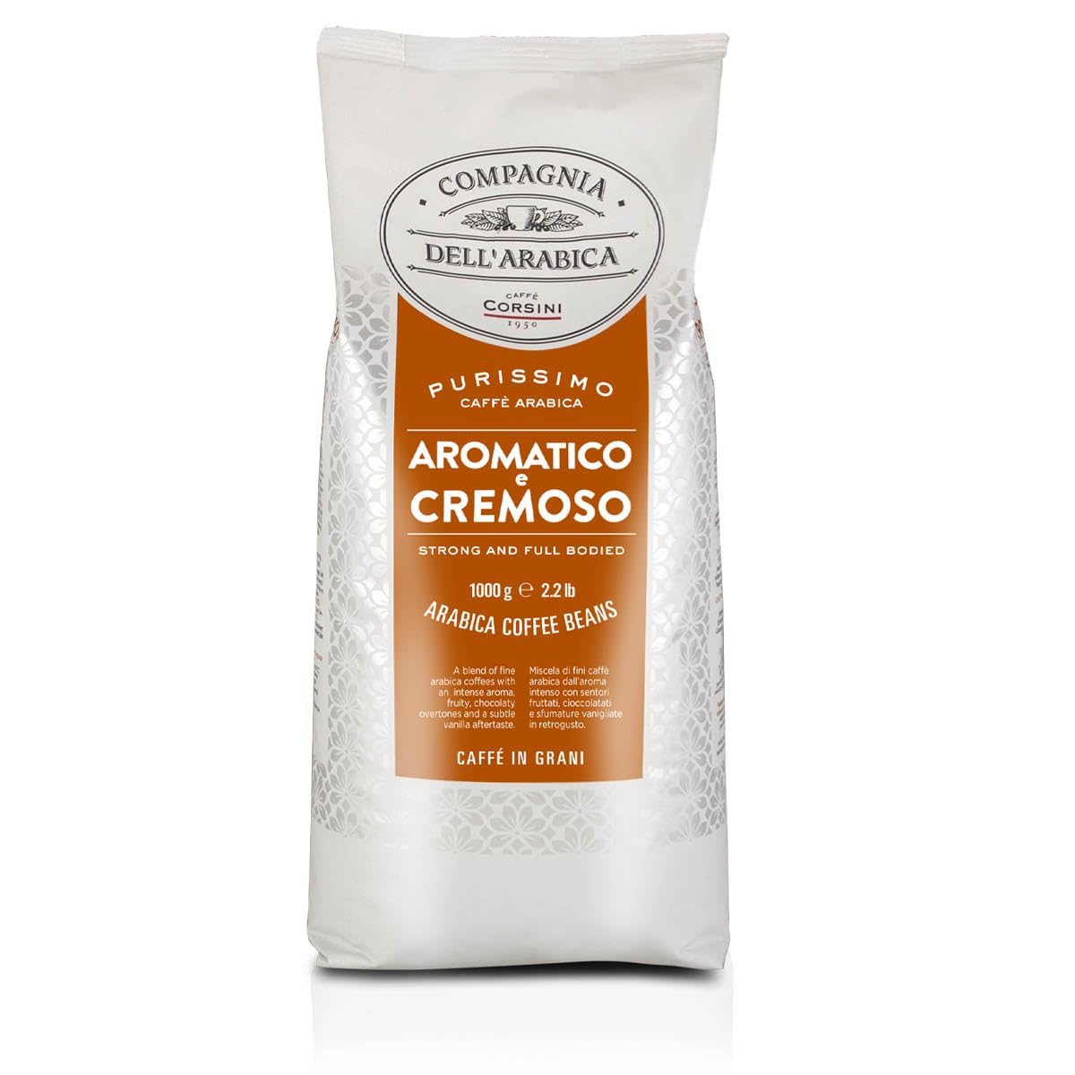 Caffè Corsini - Compagnia dell\'Arabica, Arabica Coffee Beans Aromatic and Creamy, 1 kg Pack of Roasted Coffee Beans