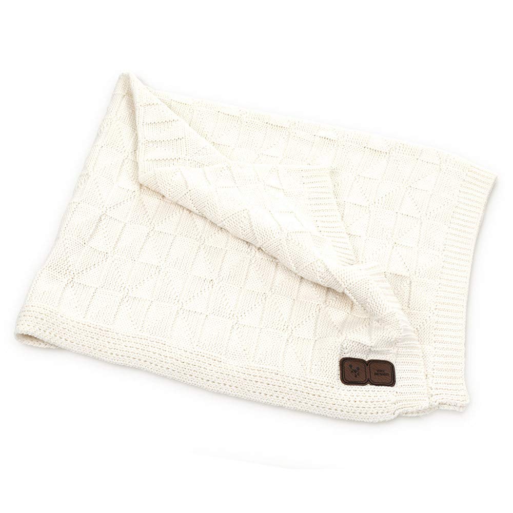 ABC Design Blanket – Cuddly Baby Blanket 100% Cotton – Unisex – Colour: Cream
