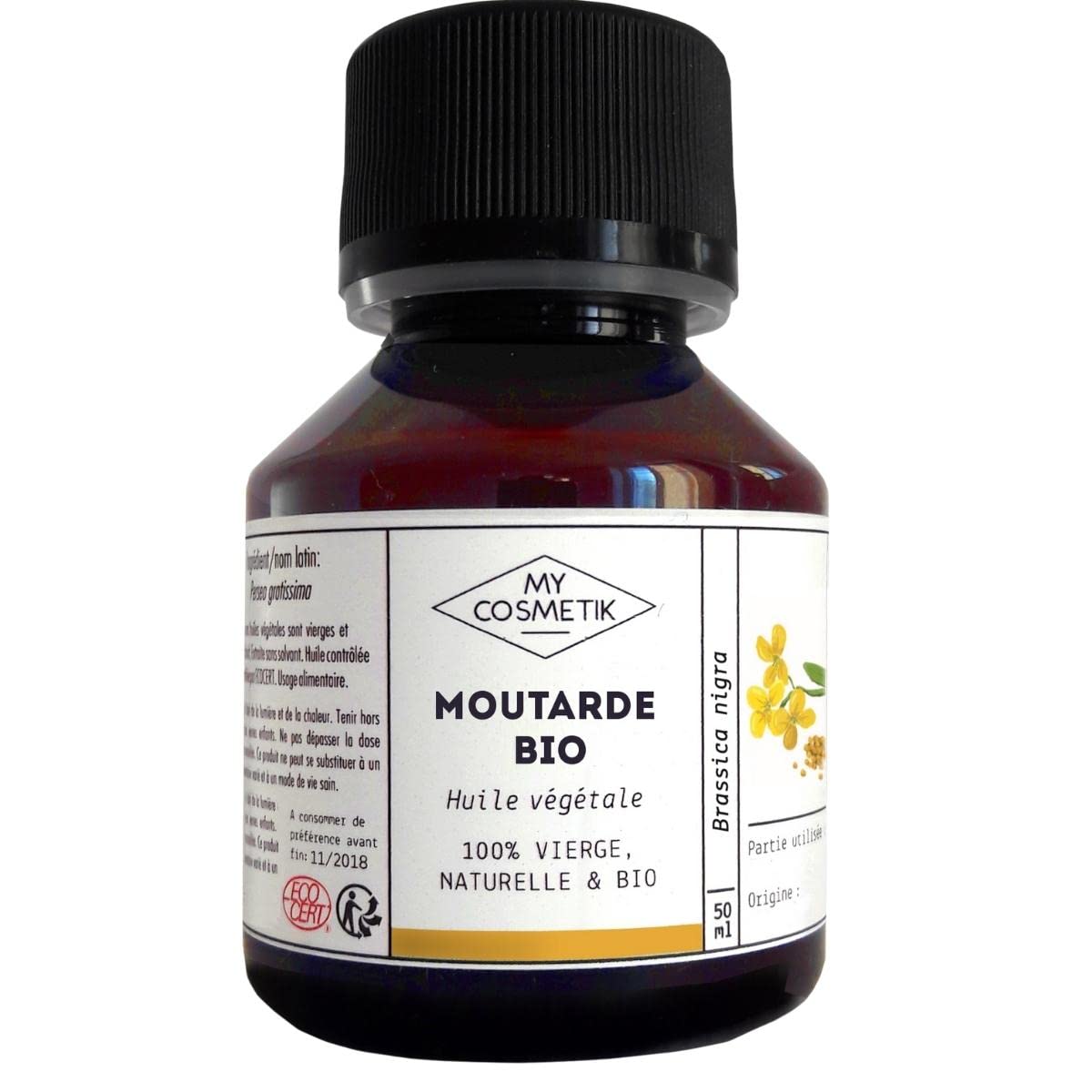 MY COSMETIK - Mustard vegetable oil - cosmetics - 100% pure and natural - hair and skin tonic - 500 ml