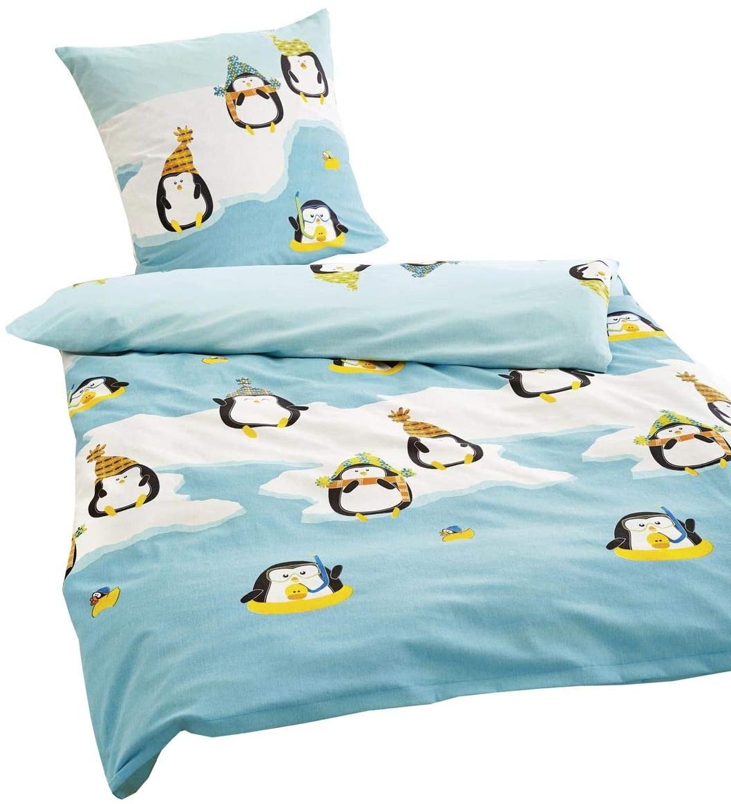 Bierbaum Biber Winter Bed Linen 2 Pieces 135 X 200 Cm Penguins Ice Floats B