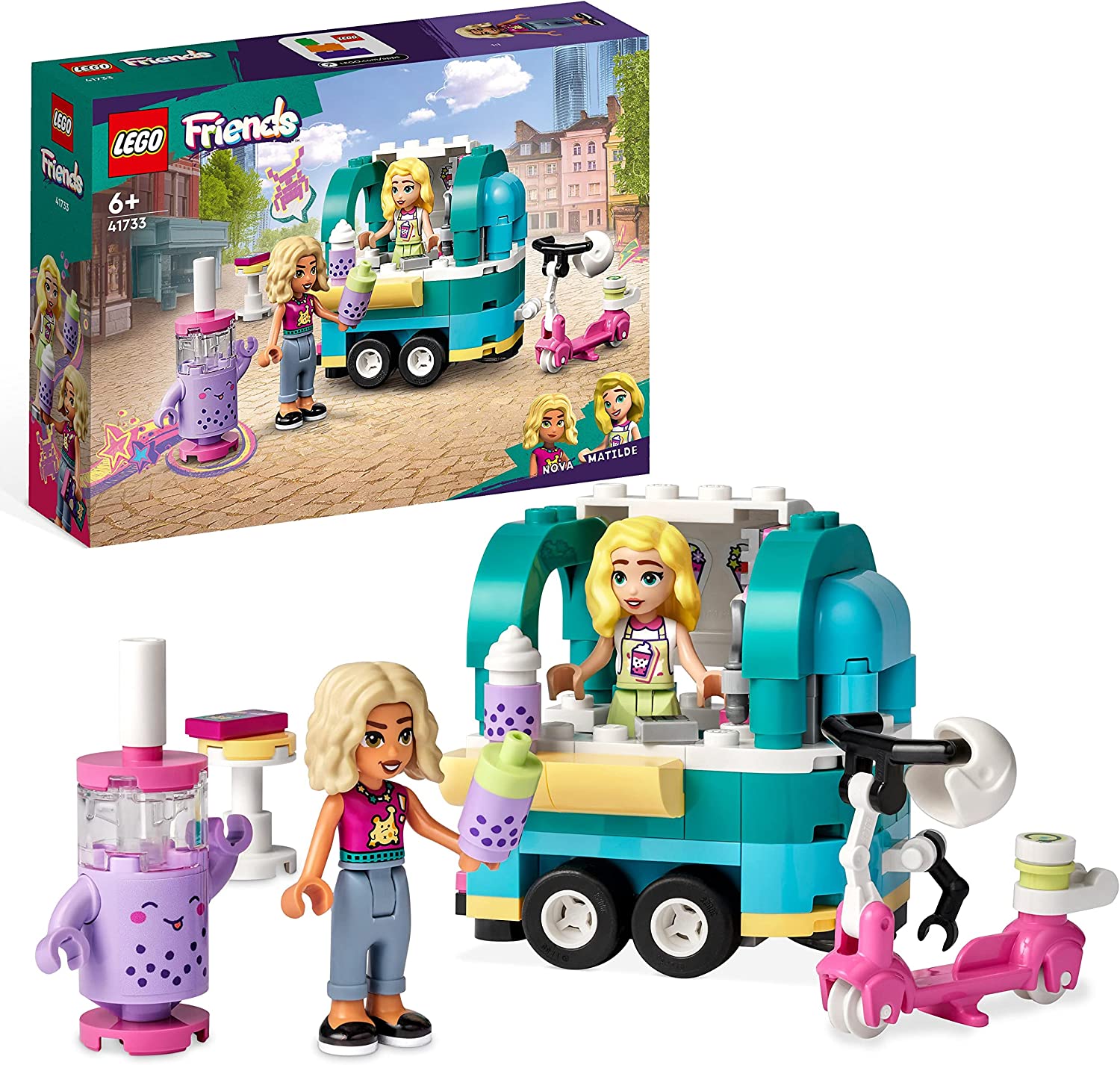 LEGO 41733 Friends Bubble Tea Mobile, Toy Scooter with Mini Characters Dolls from 2023, Toy for Girls and Boys from 6 Years