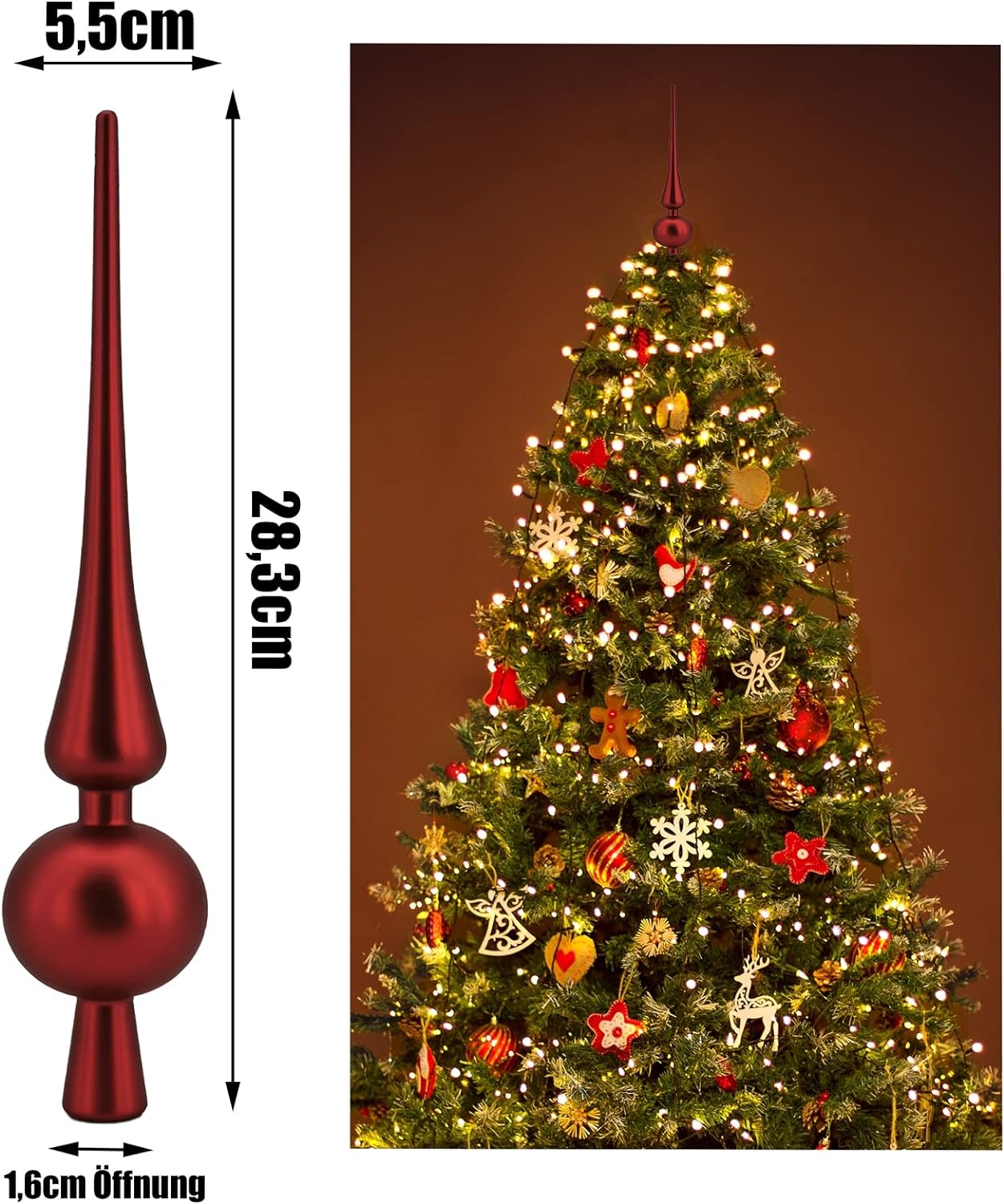Christmas Decoration Christmas Tree Topper Christmas Tree Decoration 28.3 cm Plastic / Shatterproof Christmas Tree Decoration Christmas Tree Decoration S17 Glossy Pink