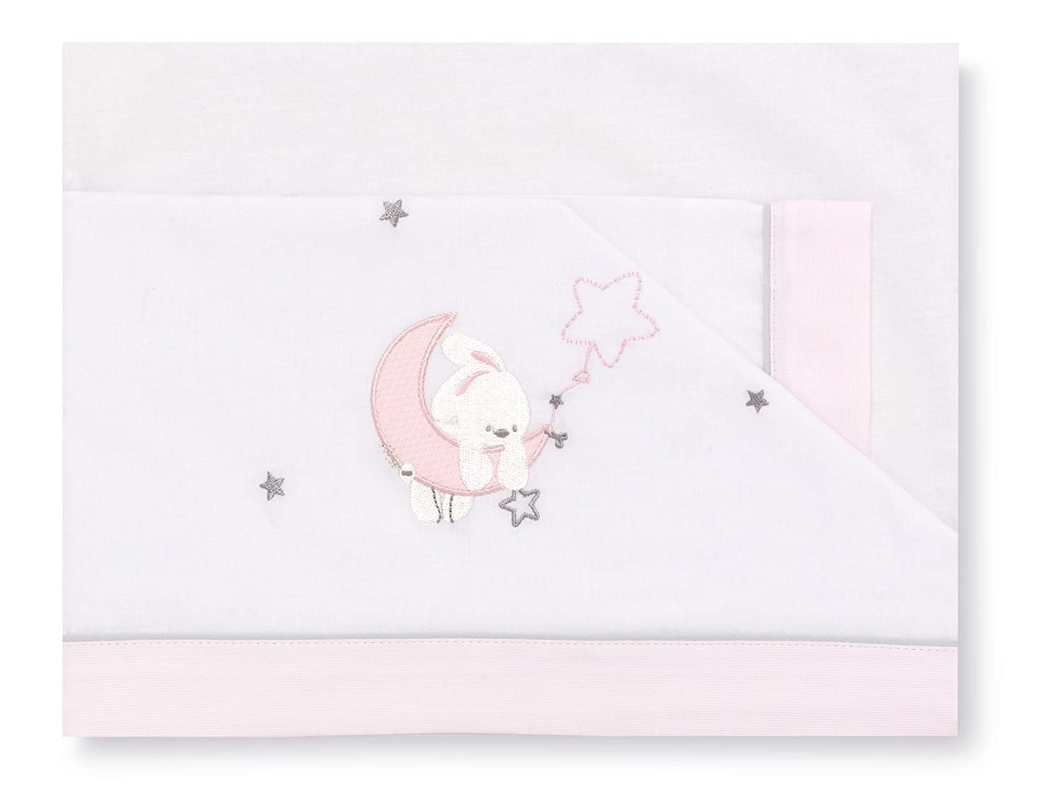 Pirulos 00113114 – Bedding – Moon, 50 X 80 Cm, White And Pink