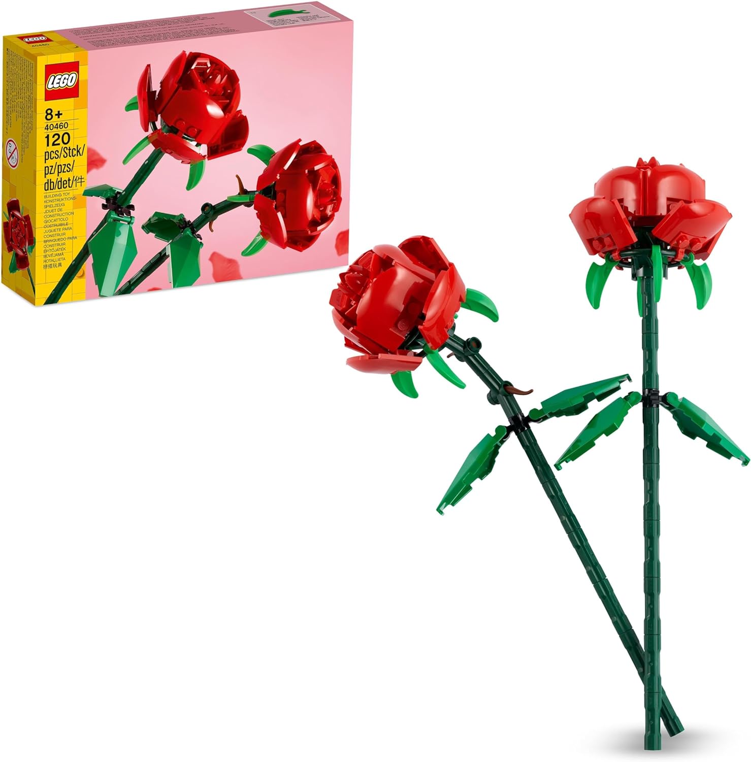 LEGO Creator Rose Artificial Flowers Set Compatible with Bouquets for Nursery or Desk Decor Girls Boys Him 40460