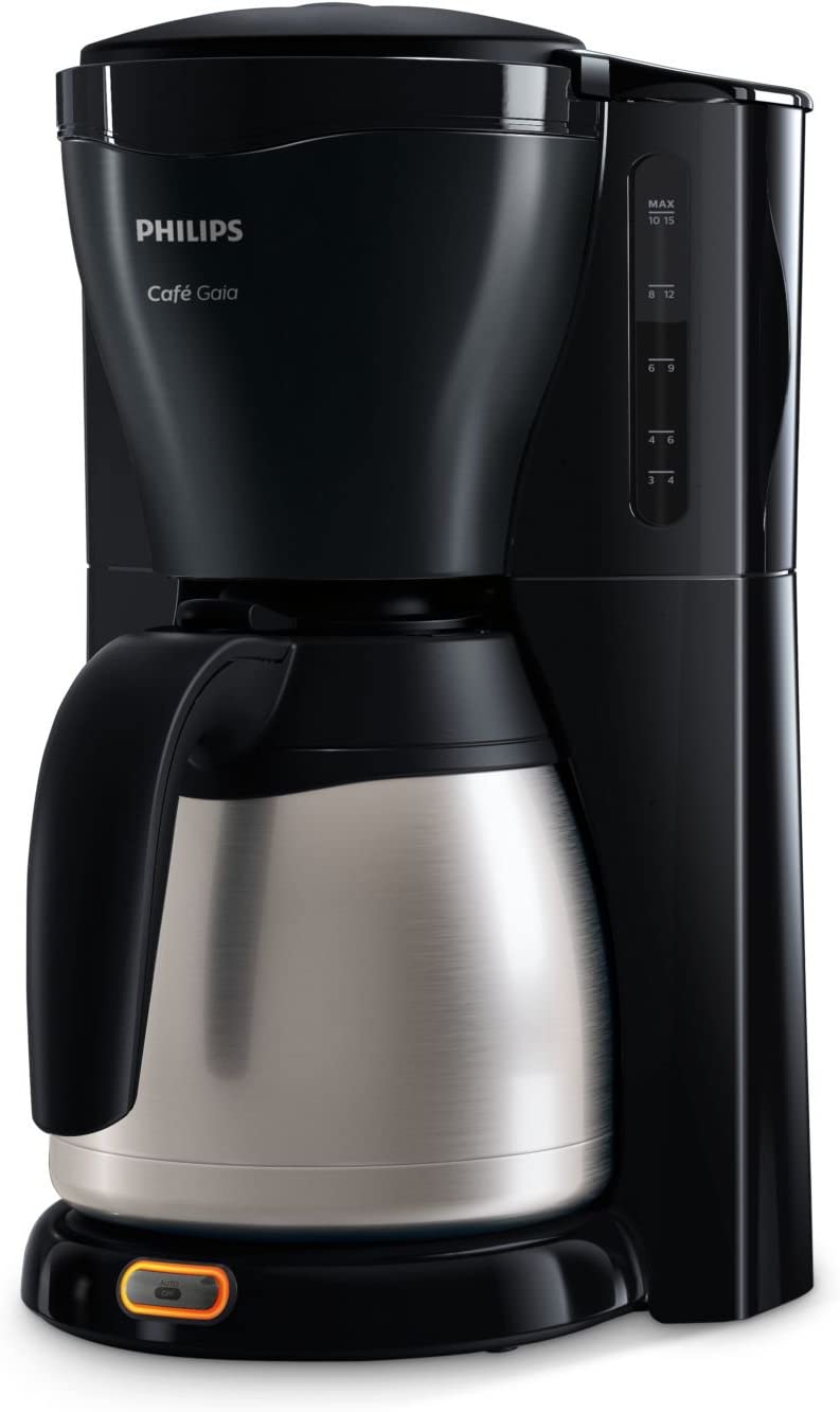 Philips Café Gaia Coffee Machine, Black, Thermos Flask, Wireless Alloy Function, 1.2 Litres, Water Level, Automatic Shut-Off, Cable Insert, HD7544 20