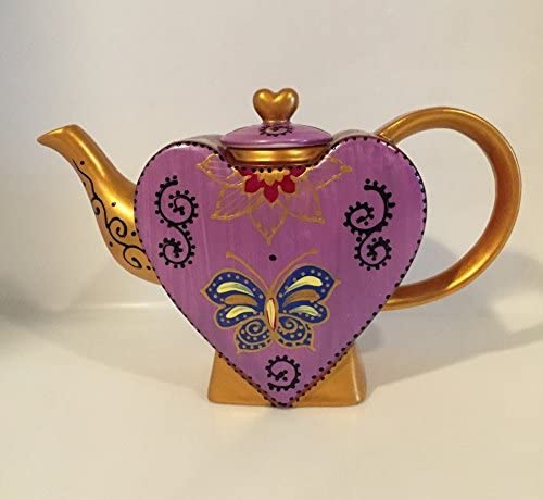 \'Tea Pot Porcelain Heart Plaque Ornaments Pink 1855 0.7 L