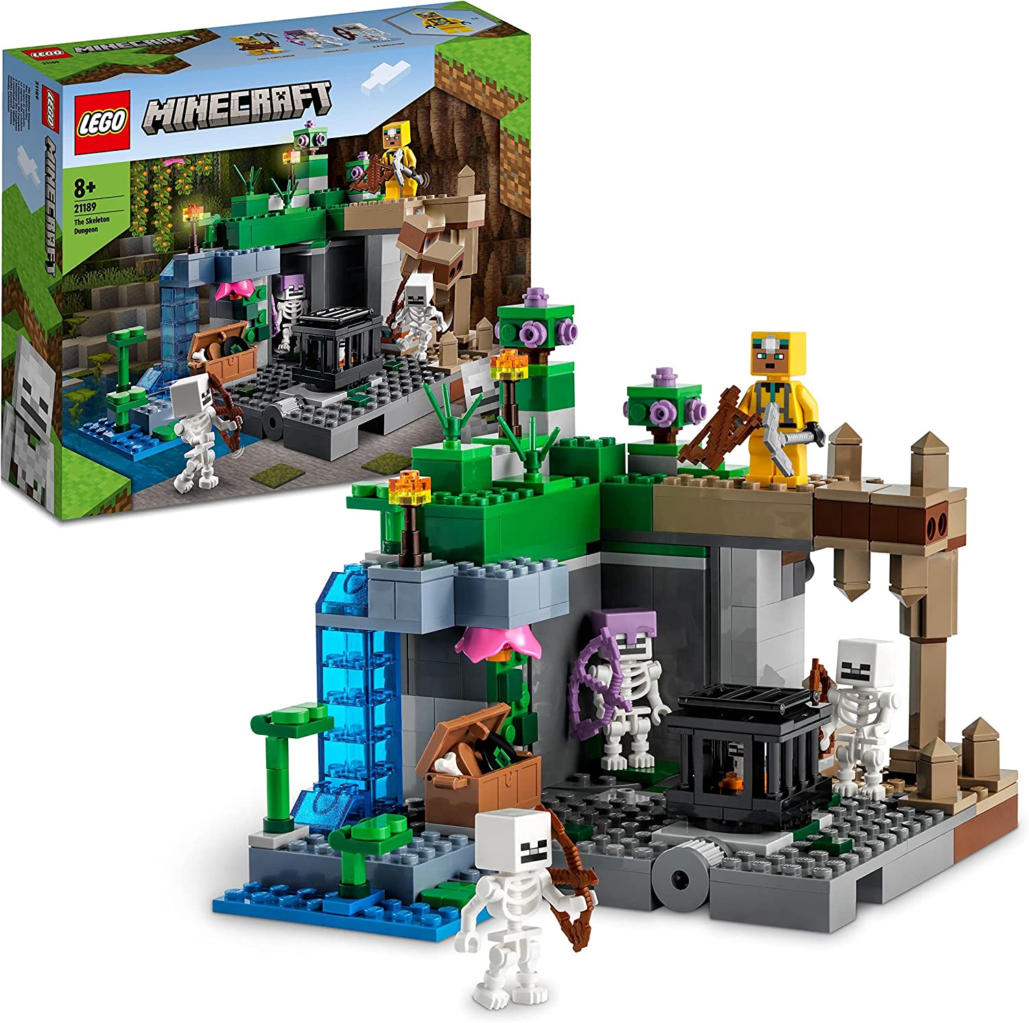 LEGO 21189 Minecraft The Skeleton Fleece Set with Caves, Skeleton Figures, Enemy Creatures and Accessories, Toys for Children