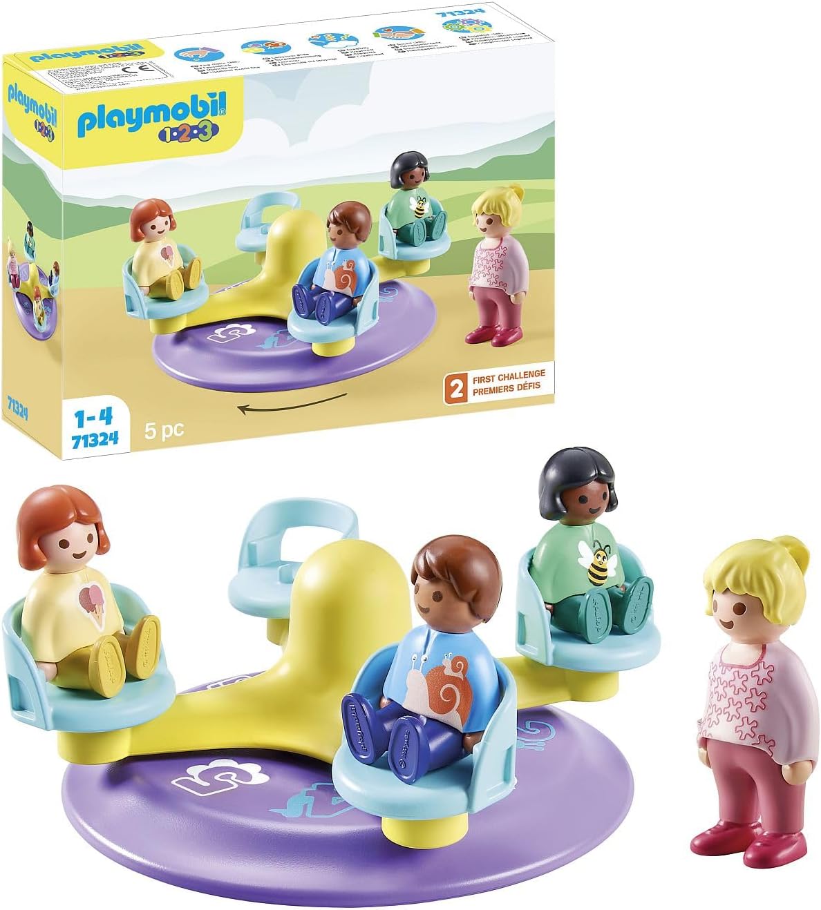 PLAYMOBIL 1.2.3: 71324 Number Carousel, Educational Toy and First Counting for Toddlers, Toys for Children from 12 Months