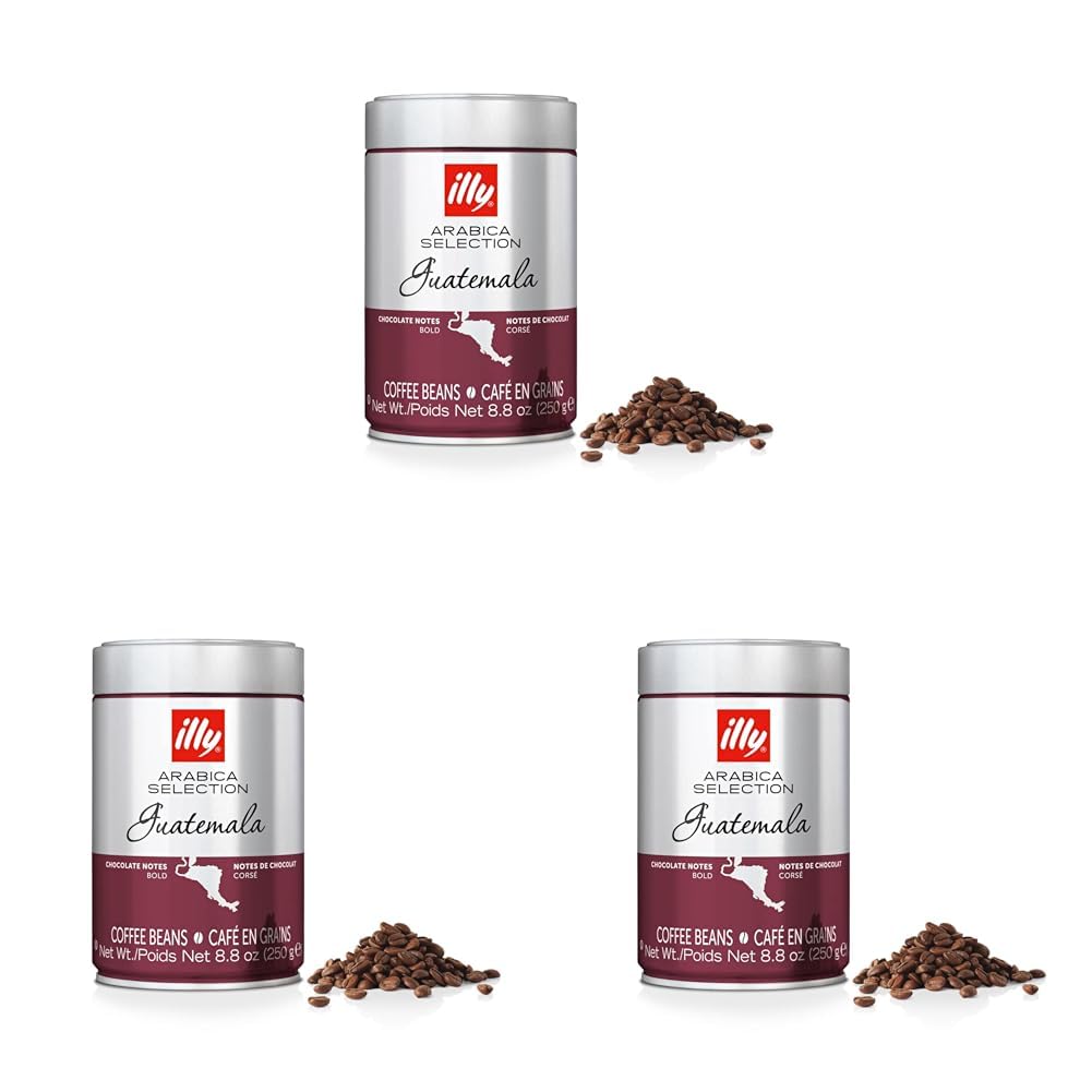 illy Coffee Beans for Grinding Arabica Selection Guatemala, 250 g Tin (Pack of 3)