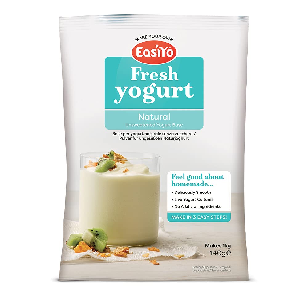 EasiYo Natürlicher Joghurt-Geschmack, jeder Beutel ergibt 1 kg, für die Verwendung mit EasiYo Joghurtbereitern, 3 Stück