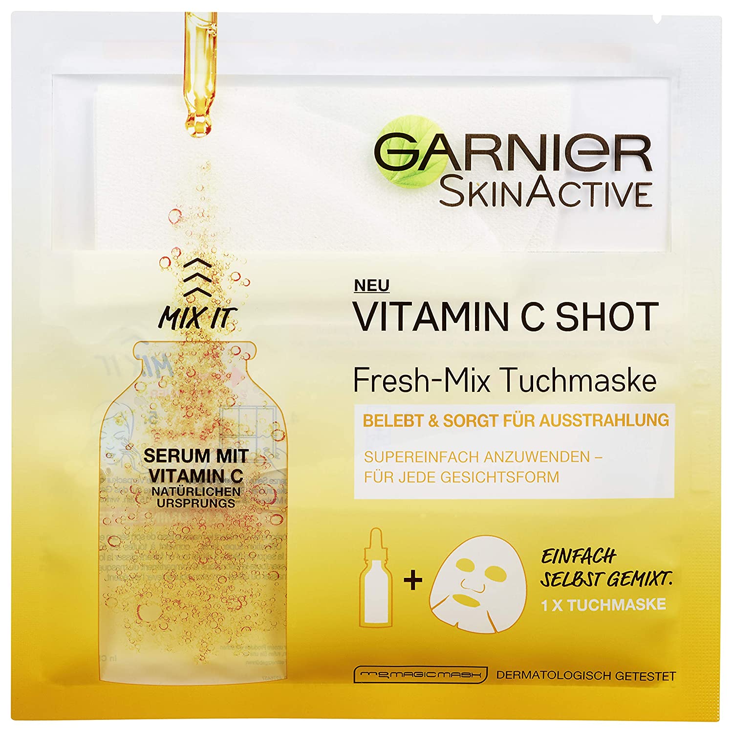 Garnier Fresh Cloth Mask Vitamin C Shot Pack of 3 x 33 g