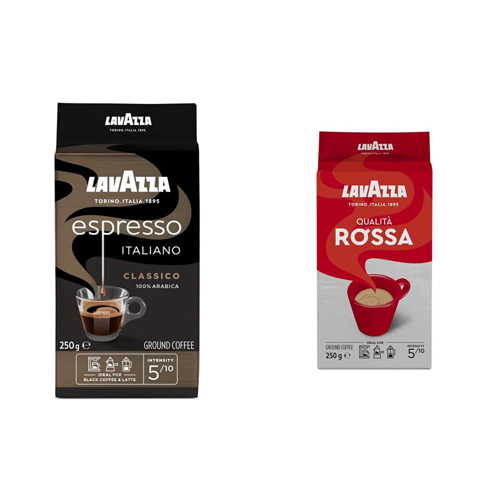 Lavazza, Espresso Italiano Classico, ground coffee, with floral and fruity aromanote, intensity 5, medium roasting, 250 g package & ground coffee - Qualità Rossa - 1er Pack (1 x 250 g)