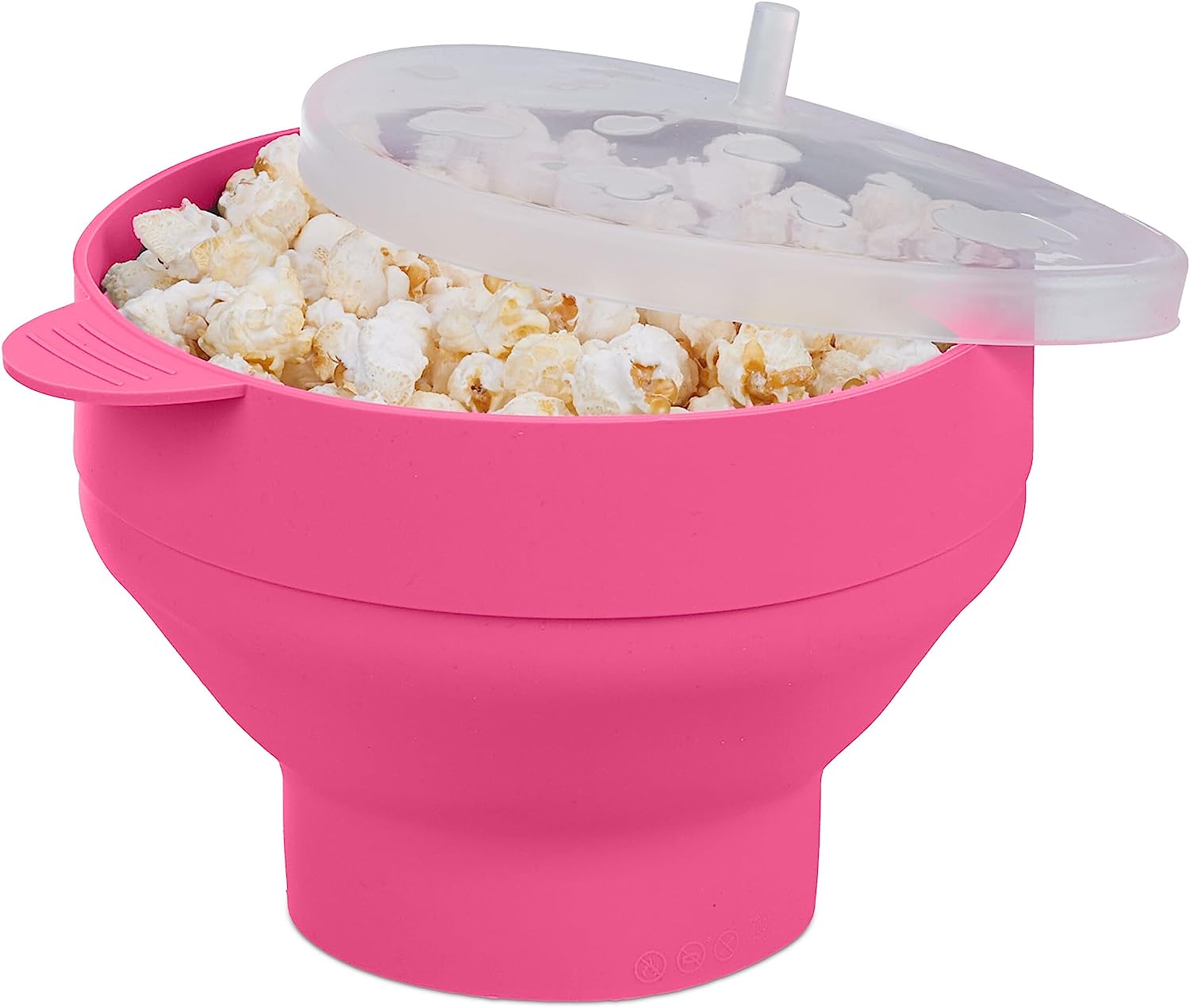 Relaxdays Microwave Popcorn Maker Silicone BPA Free Popcorn Popper with Lid & Handles Foldable Pink