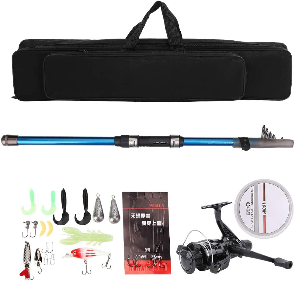 Fishing Rod Set, Portable Telescopic Fishing Spinning Reel Set, Fishing Lur