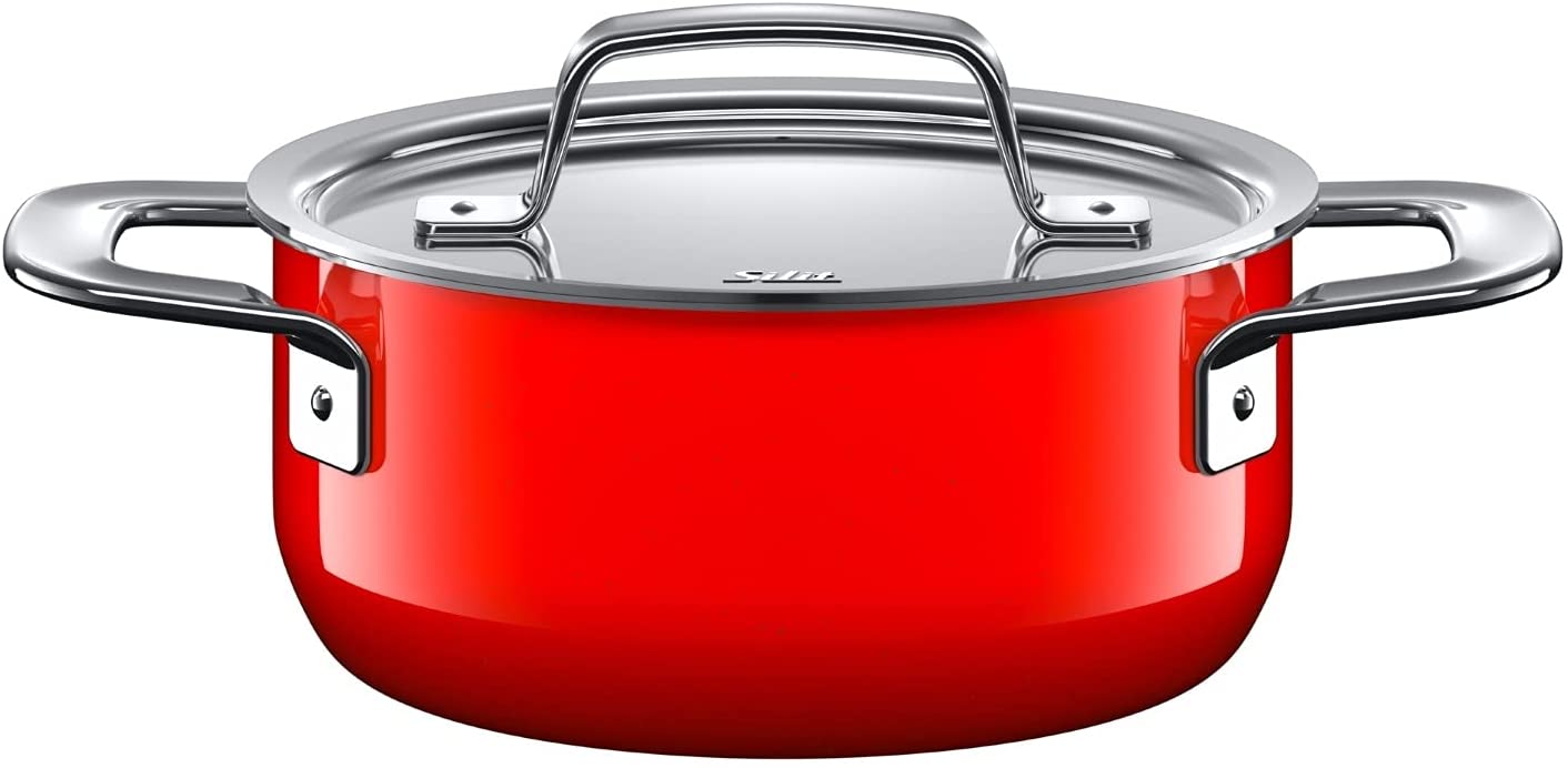 Silit Zeno Red Cooking Pot 16 cm Metal Lid 1.3 L Silargan Functional Ceramic Induction Pot Red