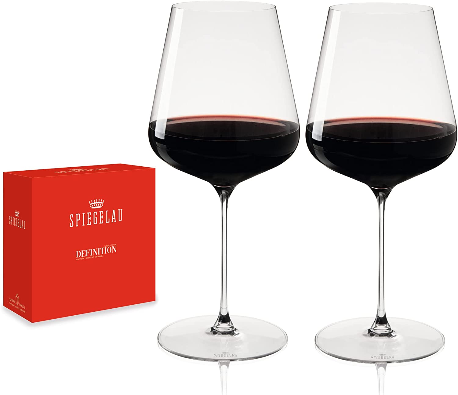 Spiegelau & Nachtmann, 2 Piece Bordeaux Glass Set Crystal Glass 750ml Definition 1350165