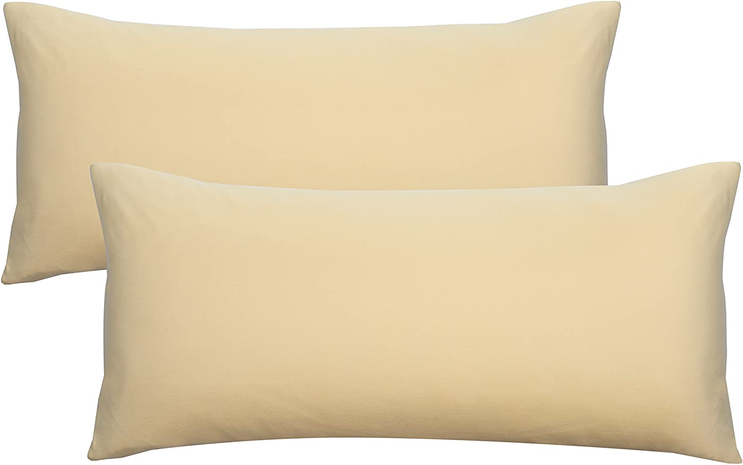 biberna 0077144 Fine Jersey Pillowcase, Combed Cotton, Super Soft, 2x 40 x 80 cm, Yellow