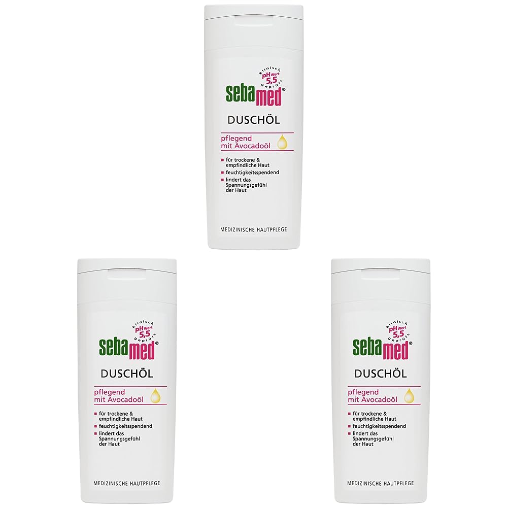 Sebamed Shower Oil, for Gentle and Especialy Nourishing Cleaning of Sensitive and Dry Skin, with Over 50% Oil Content*, 200 ml (Pack of 3)