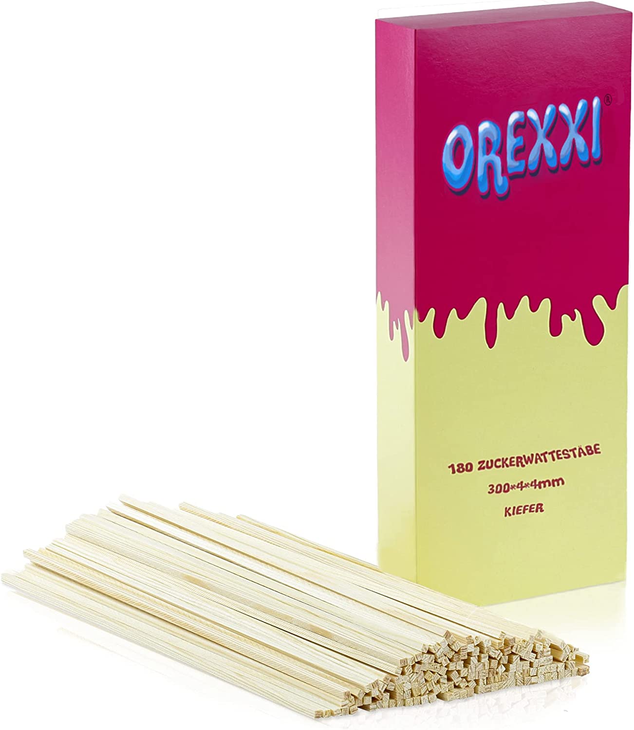 OREXXI Candy Floss Sticks - 180 | 60 Candy Floss Sticks 30 cm for Candy Floss Machine Home - Shatter-Free Sticks for Candy Floss