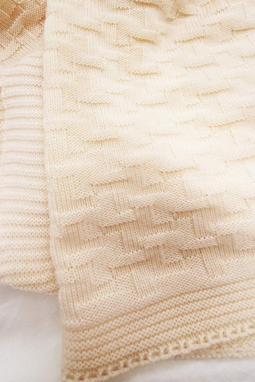 Wallaboo Baby Blanket Made from 100% Merino Wool Cuddly Blanket Crawling Blanket Beautiful Knitted and Cuddly Soft Baby Blanket 90 x 70 cm Colour: Natural