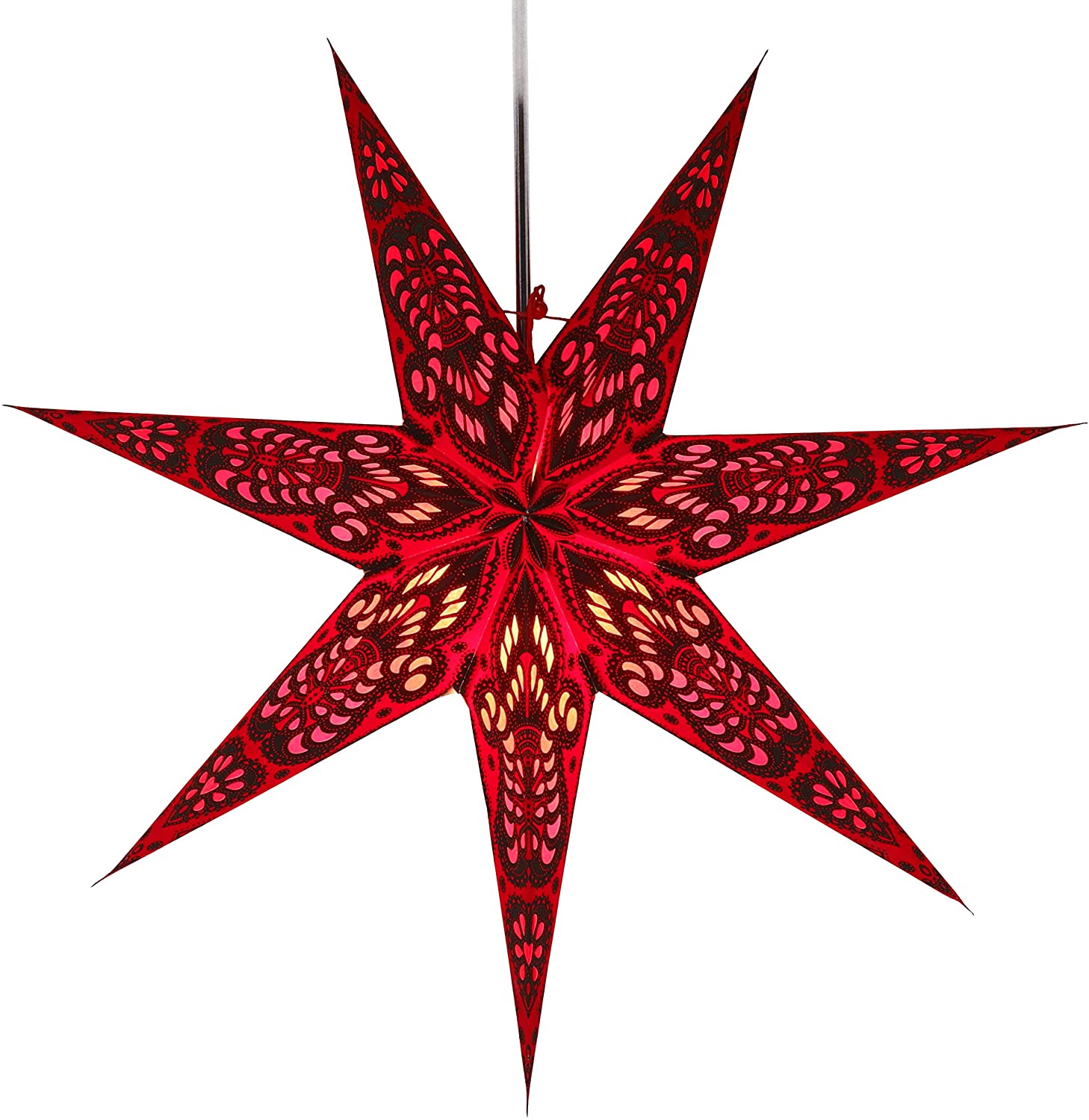 Guru-Shop Foldable Advent Light Paper Star Menora 7 Nature, Star Window Dec