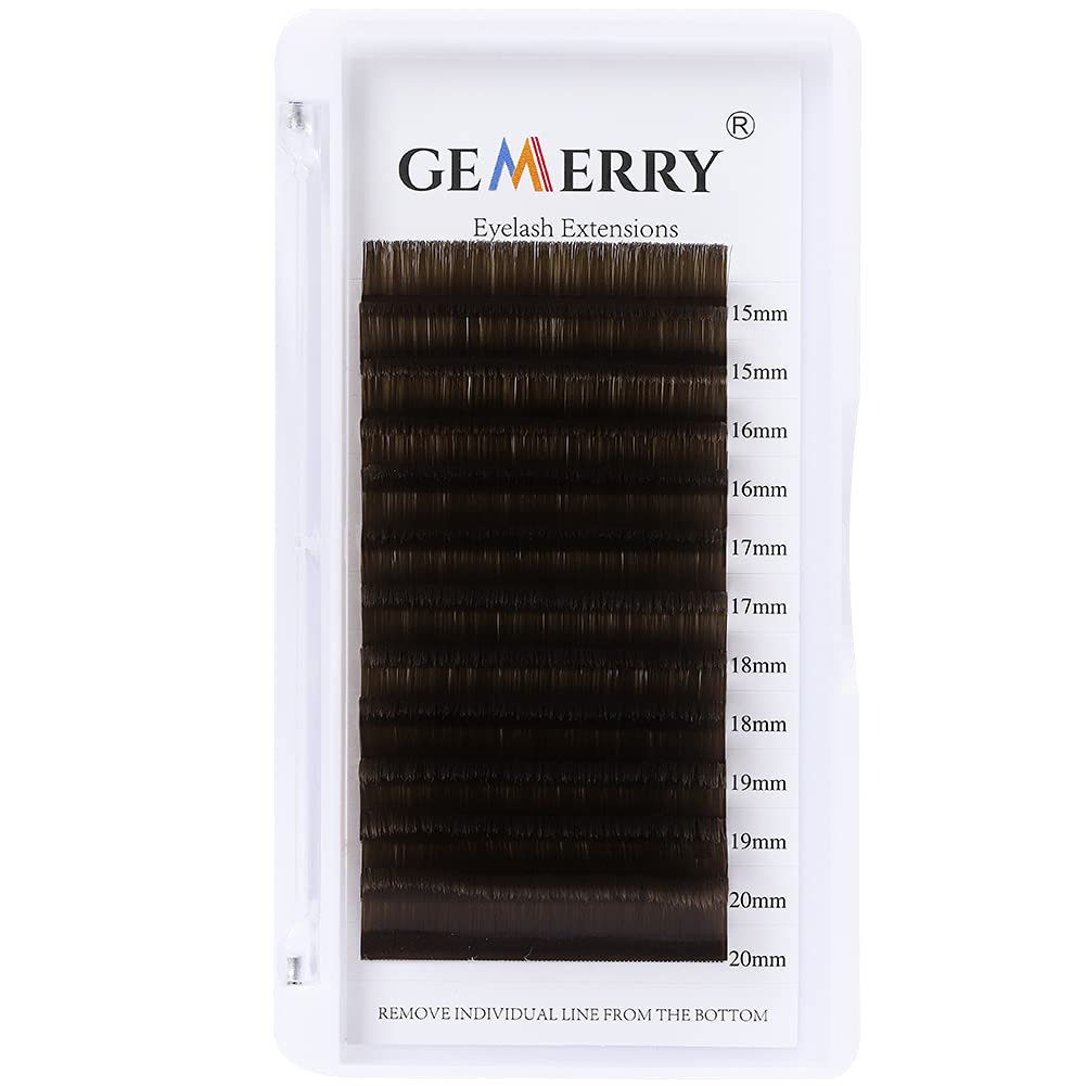 Gemerry Brown Eyelashes, Colourful Volume Eyelashes, Self-Fanning C Curl, 15-20 mm Mix Easy Fan Volume Eyelashes, Lash Extensions (Brown 15-20Mix, C-0.07), ‎bronze