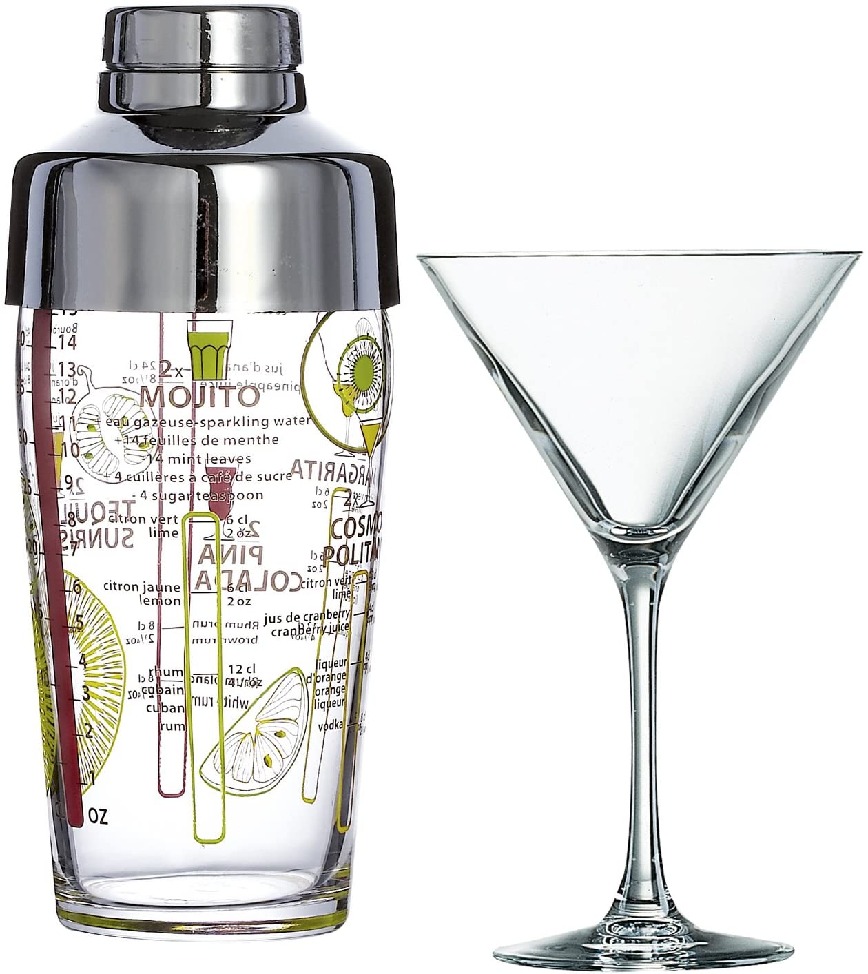 Creatable 15911 5-Piece Luminarc \"Cocktail\" Series Glasses Set, Transparent