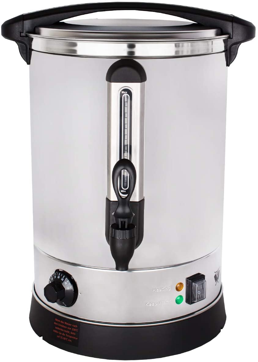 Beeketal BGWK15 Gastro Mulled Wine Cooker 15 Litre Volume with Level Scale, Anti-Drip Tap and Continuously Adjustable Thermostat (30-110 °C), Professional Stainless Steel Kettle with 2500 Watt Power