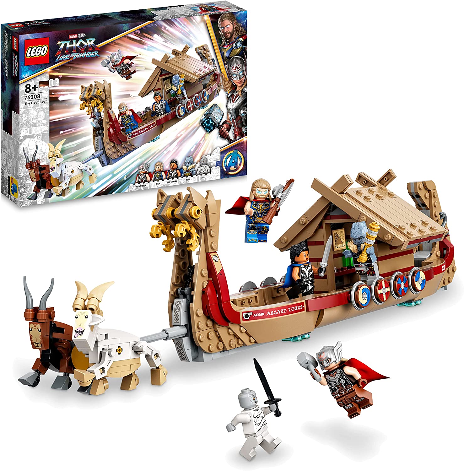 LEGO 76208 Marvel The Goat Boat Toy Ship from Thor: Love & Thunder, Avengers Set for Building with Mini Figures and Stormbreaker from 8 Years