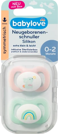 Newborn pacifier symmetrical, silicone, size. 0, rabbit/rainbow, 2 hours