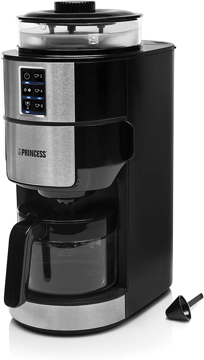 Princess 249408 Grind & Brew Compact Coffee Machine with Integrated Grinder