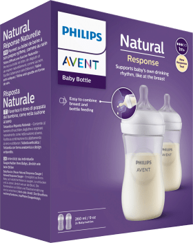 Baby bottle natural response white, from birth, double pack, 260ml, 1 st