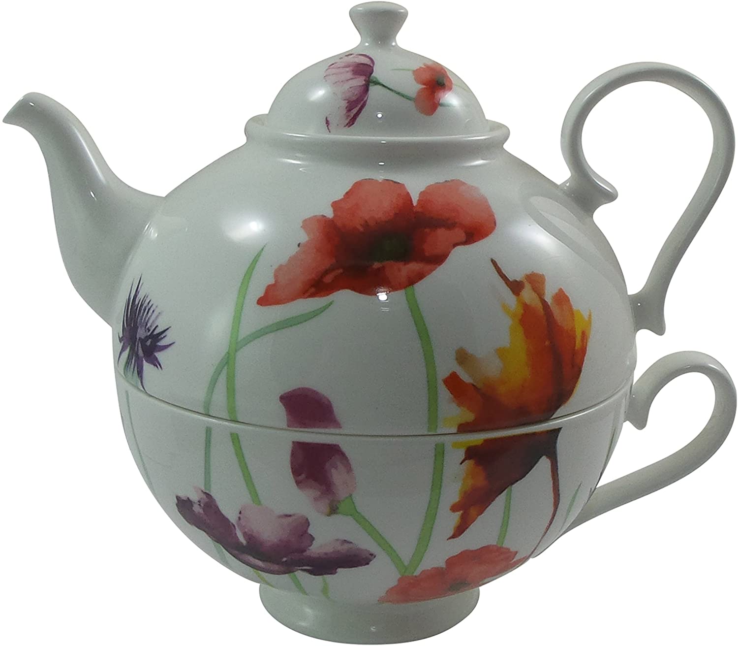 Jameson & Tailor Tea for One – Decorative Poppy Meadow – Made of Brilliant Porcelain