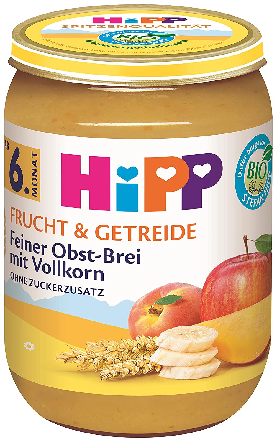 HiPP Bio Frucht & Getreide Feiner Obst-Brei mit Vollkorn, 190 g
