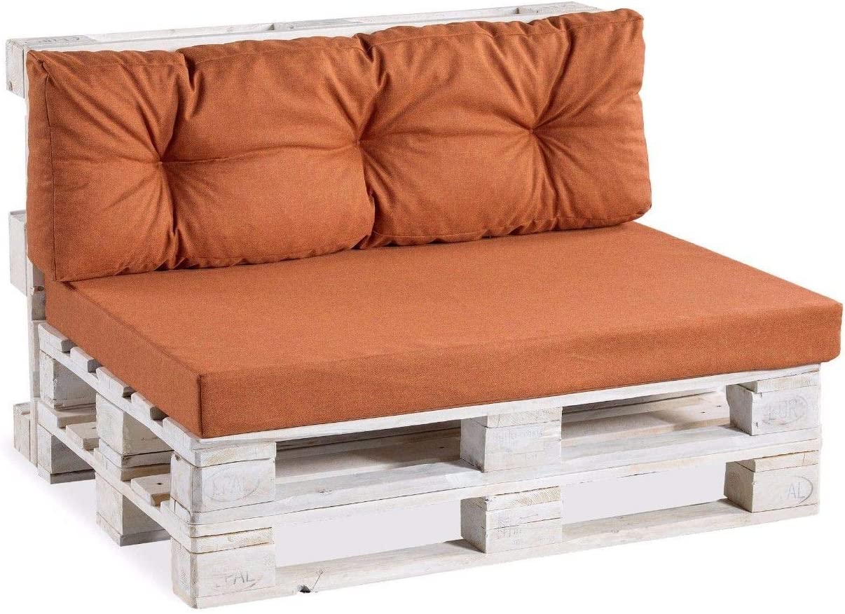 Pallet Cushions / Pallet Lounge Set, Quilted (Backrest + Seat Cushion) 120 x 40 / 120 x 80, Orange