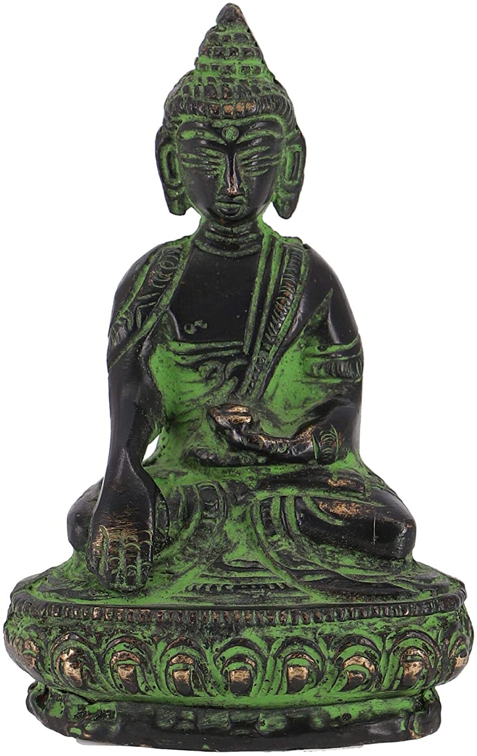 GURU SHOP Buddha Statue Brass Akshobaya Buddha 8 cm Model 11 Green Buddha