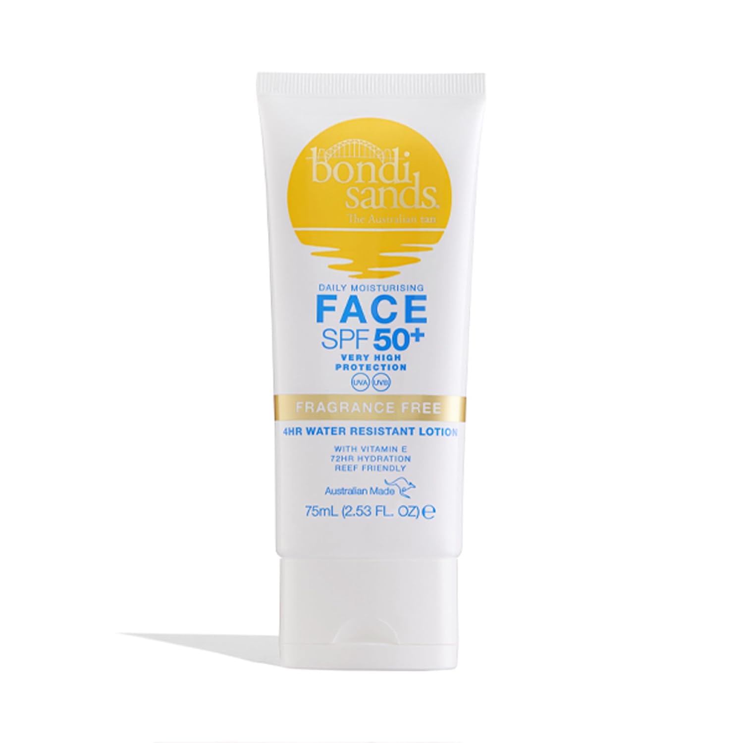 Bondi Sands SPF 50+ Face Lotion Fragrance Free, Fragrance-Free Face Sun Cream SPF 50+ with Aloe Vera and Vitamin E, Vegan + Cruelty Free, 75 ml