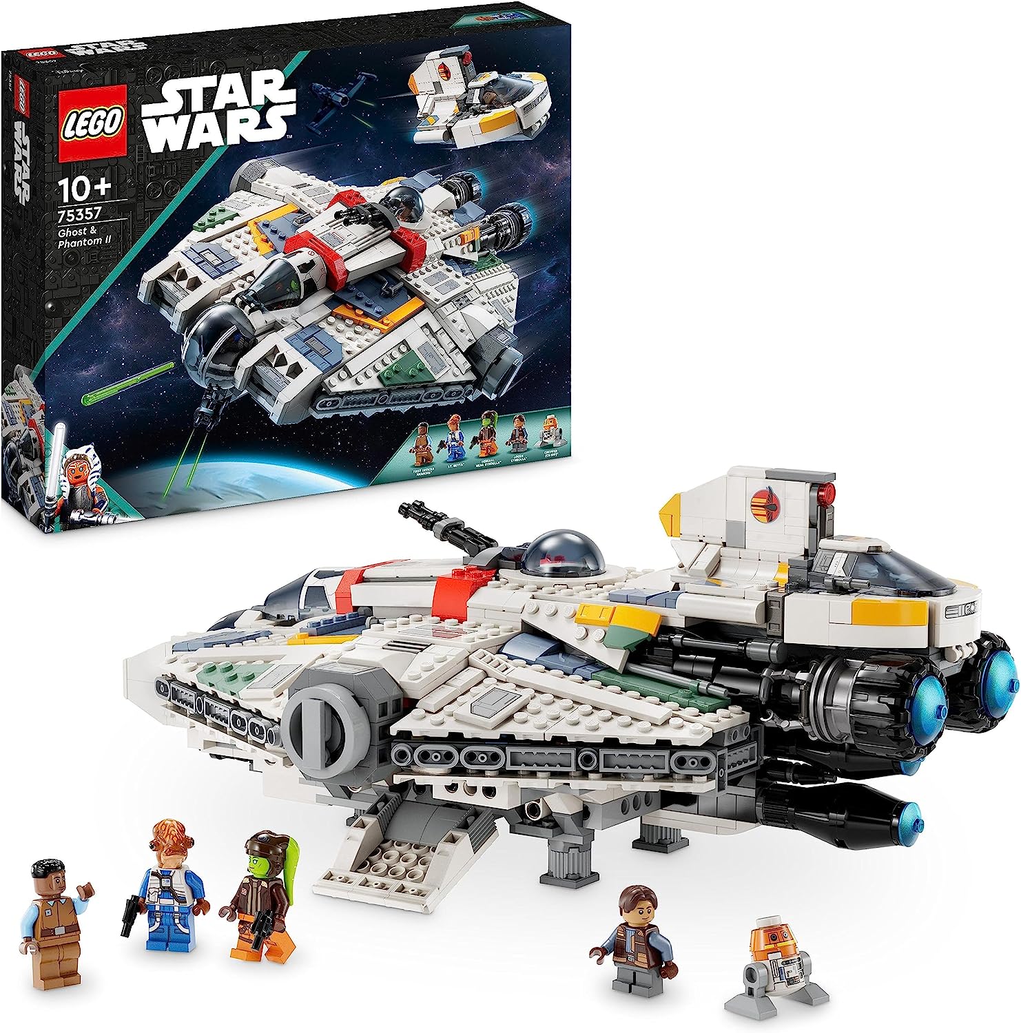 LEGO 75357 Star Wars Ghost & Phantom II Set of 2 Ahsoka Vehicles, Buildable Spaceship Toy with 5 Figures Including Jacen Syndulla and Droid Figure, Christmas Gift for Boys and Girls