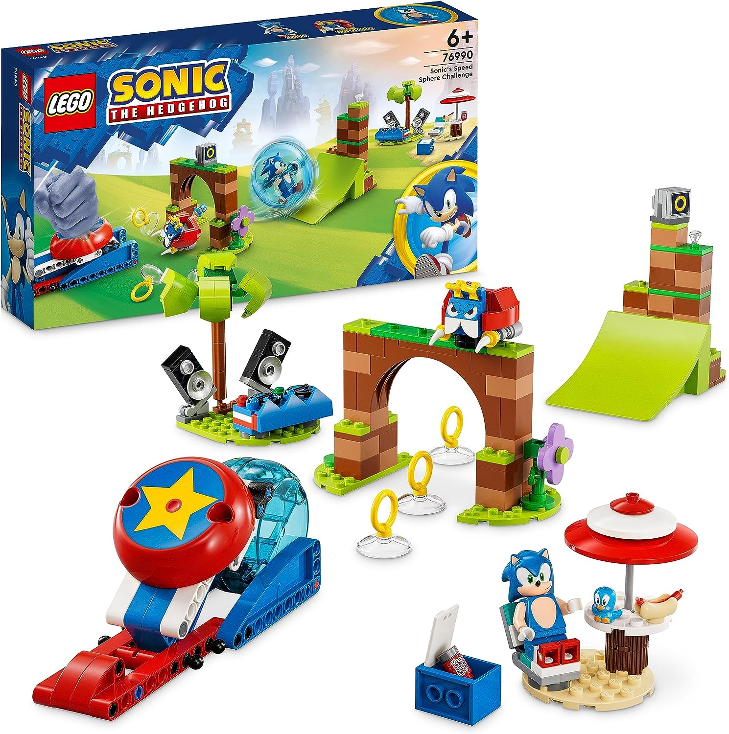 LEGO 76990 Sonic The Hedgehog Sonics Ball Challenge Set, Buildable Game with 3 Characters Including a Moto Bug Badnik Figure, Toy for Children, Boys and Girls from 6 Years